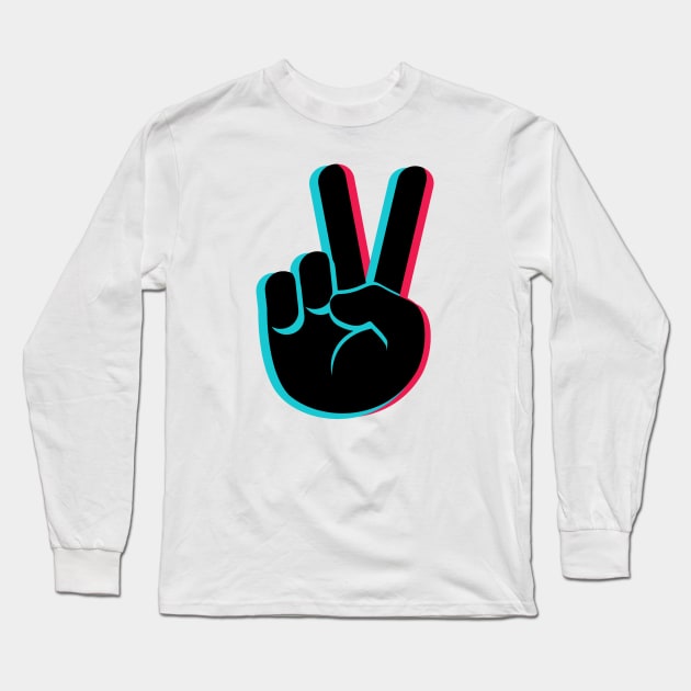 TikTok cheese two fingers smile emoji smiley Black Long Sleeve T-Shirt by ThingyDilly